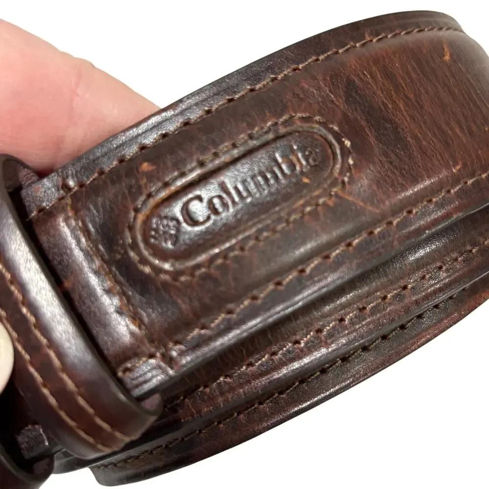 Men's Columbia brown leather belt classic business casual size 36